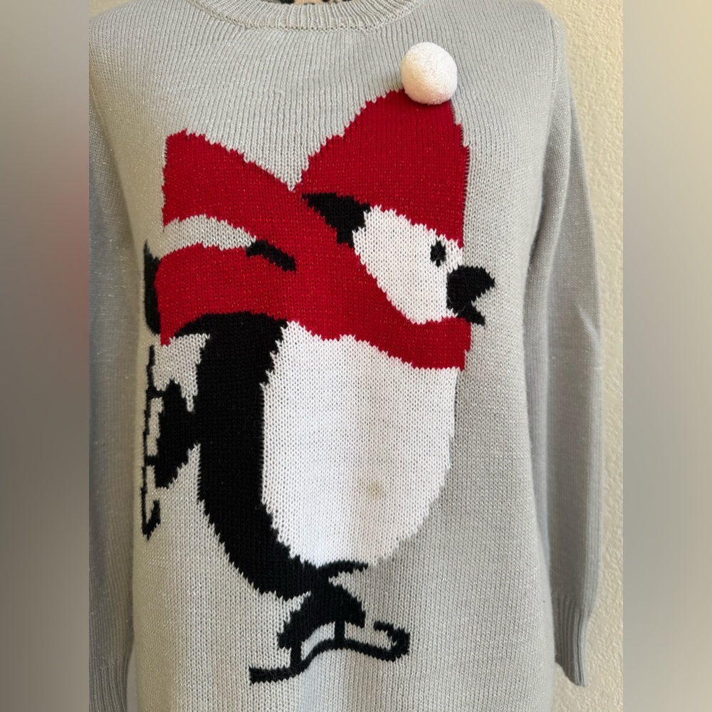 Grey Penguin Christmas Sweaters - Picture 2 of 6